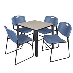 Scranton & Co 30&quot Square Breakroom Table with 4 Zeng Chairs in Maple