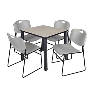 Scranton & Co 30&quot Square Breakroom Table with 4 Zeng Chairs in Maple