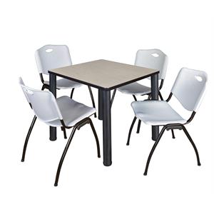 Scranton & Co 30&quot Square Breakroom Table with 4 'M' Chairs in Maple