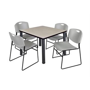 Scranton & Co 36&quot Square Breakroom Table with 4 Zeng Chairs in Maple
