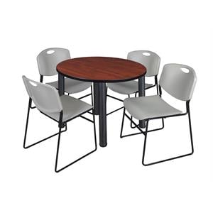 Scranton & Co 36&quot Round Breakroom Table with 4 Zeng Chairs in Cherry