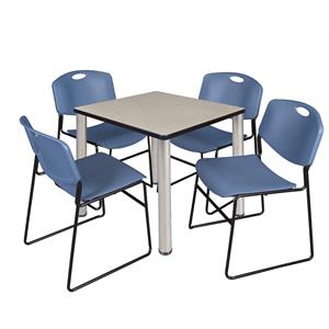 Scranton & Co 30&quot Square Breakroom Table with 4 Zeng Chairs in Maple