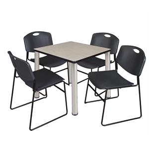 Scranton & Co 30&quot Square Breakroom Table with 4 Zeng Chairs in Maple