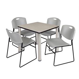 Scranton & Co 30&quot Square Breakroom Table with 4 Zeng Chairs in Maple