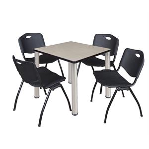 Scranton & Co 30&quot Square Breakroom Table with 4 'M' Chairs in Maple