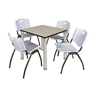 Scranton & Co 30&quot Square Breakroom Table with 4 'M' Chairs in Maple