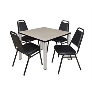 Scranton & Co 42&quot Square Breakroom Table with 4 Restaurant Chairs in Maple