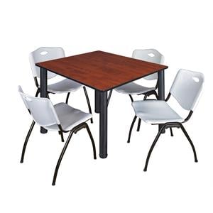 Scranton & Co 48&quot Square Breakroom Table with 4 'M' Chairs in Cherry
