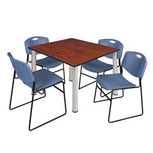 Scranton & Co 48&quot Square Breakroom Table with 4 Zeng Chairs in Cherry