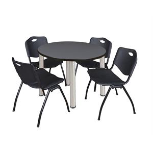 Scranton & Co 36&quot Round Breakroom Table with 4 'M' Chairs in Grey