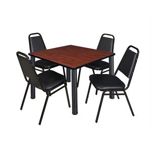 Scranton & Co 36&quot Square Breakroom Table with 4 Restaurant Chairs in Cherry