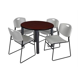 Scranton & Co 36&quot Round Breakroom Table with 4 Zeng Chairs in Mahogany