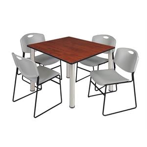 Scranton & Co 48&quot Square Breakroom Table with 4 Zeng Chairs in Cherry