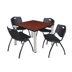 Scranton & Co 36&quot Square Breakroom Table with 4 'M' Chairs in Cherry