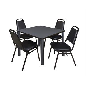 Scranton & Co 36&quot Square Breakroom Table with 4 Restaurant Chairs in Grey