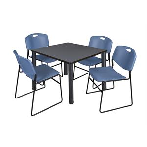 Scranton & Co 36&quot Square Breakroom Table with 4 Zeng Chairs in Grey