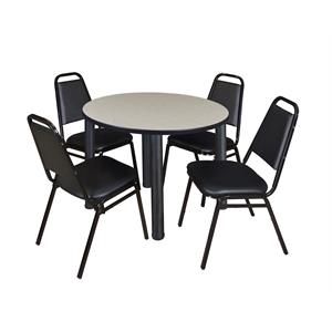 Scranton & Co 36&quot Round Breakroom Table with 4 Restaurant Chairs in Maple
