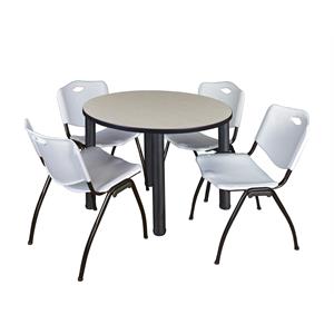 Scranton & Co 36&quot Round Breakroom Table with 4 'M' Chairs in Maple