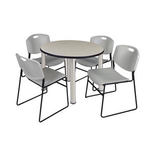 Scranton & Co 36&quot Round Breakroom Table with 4 Zeng Chairs in Maple