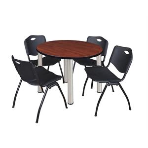 Scranton & Co 42&quot Round Breakroom Table with 4 'M' Chairs in Cherry