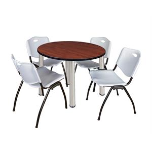 Scranton & Co 42&quot Round Breakroom Table with 4 'M' Chairs in Cherry