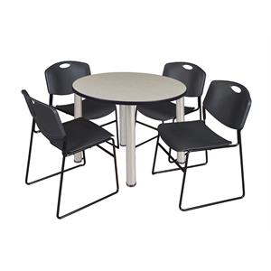 Scranton & Co 36&quot Round Breakroom Table with 4 Zeng Chairs in Maple