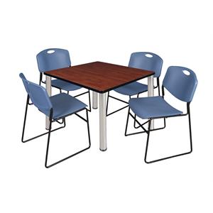 Scranton & Co 42&quot Square Breakroom Table with 4 Zeng Chairs in Cherry