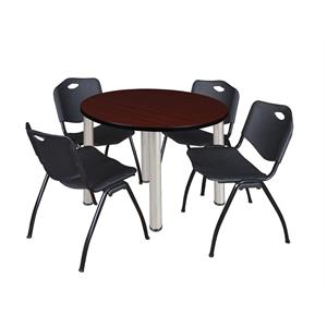 Scranton & Co 42&quot Round Breakroom Table with 4 'M' Chairs in Mahogany