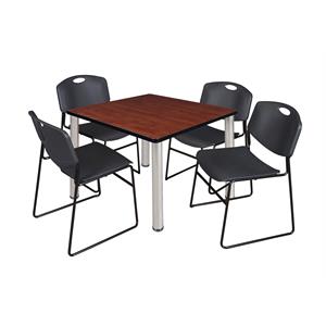 Scranton & Co 42&quot Square Breakroom Table with 4 Zeng Chairs in Cherry
