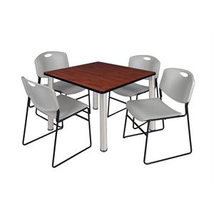 Scranton & Co 42&quot Square Breakroom Table with 4 Zeng Chairs in Cherry