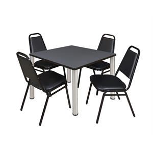 Scranton & Co 42&quot Square Breakroom Table with 4 Restaurant Chairs in Grey