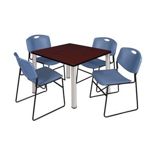 Scranton & Co 42&quot Square Breakroom Table with 4 Zeng Chairs in Mahogany