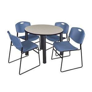 Scranton & Co 42&quot Round Breakroom Table with 4 Zeng Chairs in Maple