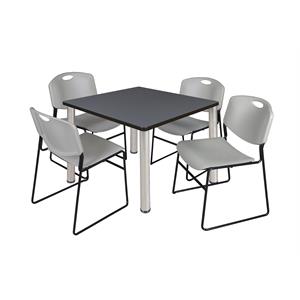 Scranton & Co 42&quot Square Breakroom Table with 4 Zeng Chairs in Grey
