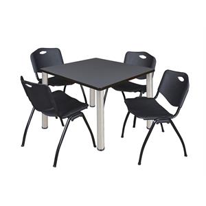 Scranton & Co 42&quot Square Breakroom Table with 4 'M' Chairs in Grey
