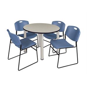 Scranton & Co 42&quot Round Breakroom Table with 4 Zeng Chairs in Maple
