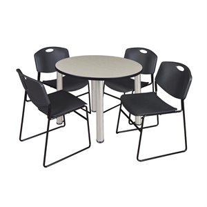 Scranton & Co 42&quot Round Breakroom Table with 4 Zeng Chairs in Maple