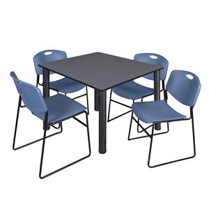 Scranton & Co 48&quot Square Breakroom Table with 4 Zeng Chairs in Grey