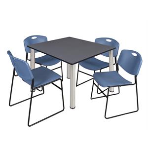 Scranton & Co 48&quot Square Breakroom Table with 4 Zeng Chairs in Grey