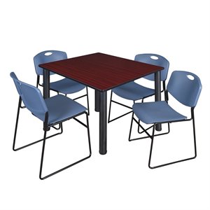 Scranton & Co 48&quot Square Breakroom Table with 4 Zeng Chairs in Mahogany