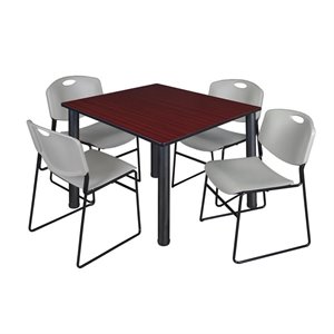Scranton & Co 48&quot Square Breakroom Table with 4 Zeng Chairs in Mahogany