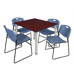 Scranton & Co 48&quot Square Breakroom Table with 4 Zeng Chairs in Mahogany