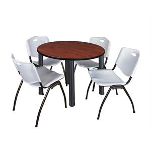 Scranton & Co 42&quot Round Breakroom Table with 4 'M' Chairs in Cherry