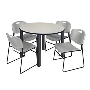 Scranton & Co 48&quot Round Breakroom Table with 4 Zeng Chairs in Maple