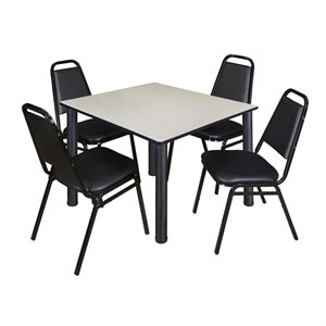 Scranton & Co 48&quot Square Breakroom Table with 4 Restaurant Chairs in Maple
