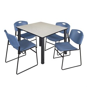 Scranton & Co 48&quot Square Breakroom Table with 4 Zeng Chairs in Maple