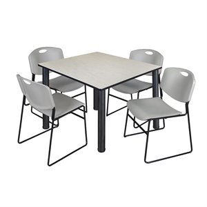 Scranton & Co 48&quot Square Breakroom Table with 4 Zeng Chairs in Maple