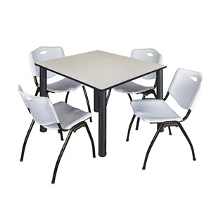 Scranton & Co 48&quot Square Breakroom Table with 4 'M' Chairs in Maple