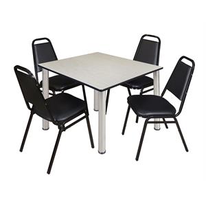 Scranton & Co 48&quot Square Breakroom Table with 4 Restaurant Chairs in Maple