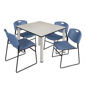Scranton & Co 48&quot Square Breakroom Table with 4 Zeng Chairs in Maple